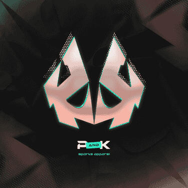 Apparel E-Sports and Designs logo. Geometric pink and black wolf/fox head design. DKLT Designs Apparel Partner.